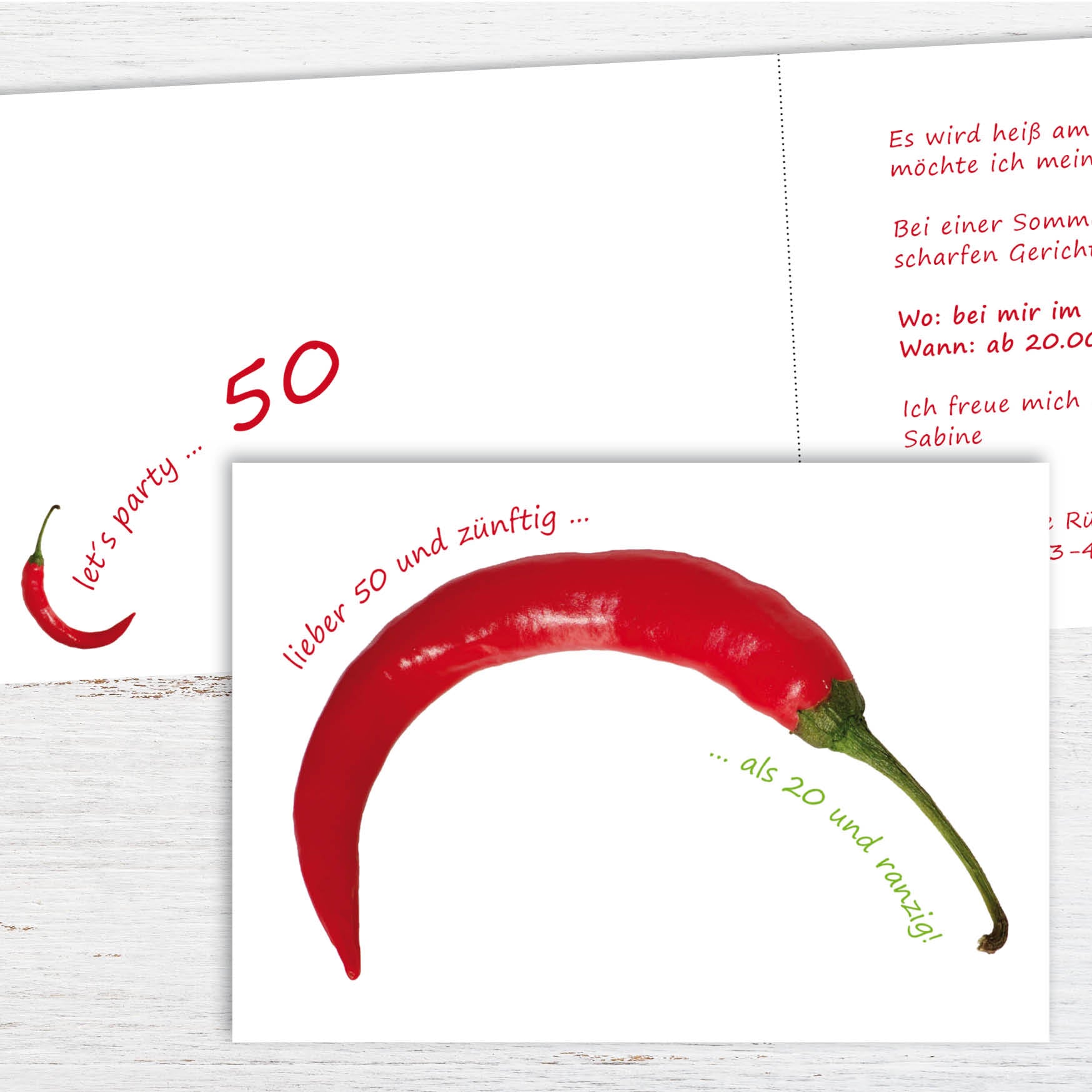 Einladung zum 50. Geburtstag: Chili, 50 und zünftig Individuelle Einladung